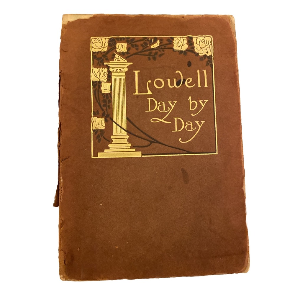Antique Lowell Day by Day 1910 Suede Bound Poetry Book Thomas Y Crowell First Ed